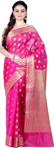 Vista 17 de Chandrakala Banarasi - Sari para mujer con blusa sin costura (1105)