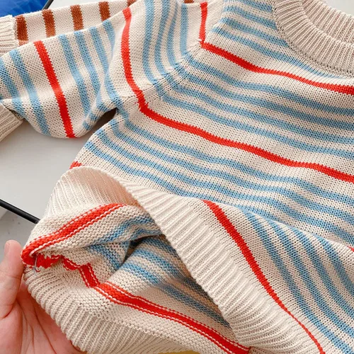 Vista 5 de Suéter de punto a rayas de manga larga para bebés de 0 a 6 años, para primavera e invierno