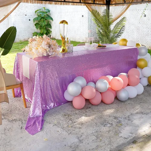 Vista 91 de Mantel de lentejuelas de 60 x 102 pulgadas, azul bebé, para boda, fiesta, despedida de soltera, rectangular