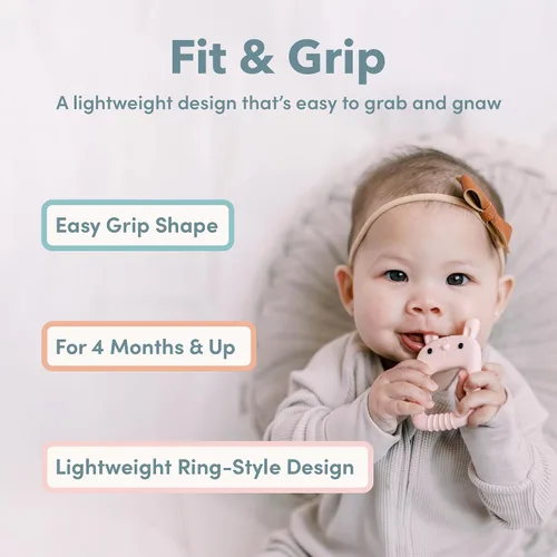 Vista 4 de Loulou Lollipop Wild - Mordedera de silicona para bebés de 4 meses en adelante, anillo de dentición texturizado para encías doloridas, silicona