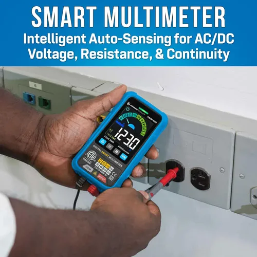 Vista 2 de Jonard Tools AMM-600 Multímetro digital inteligente automático certificado ETL 4000 recuentos TRMS, prueba A/C D/C voltaje, resistencia