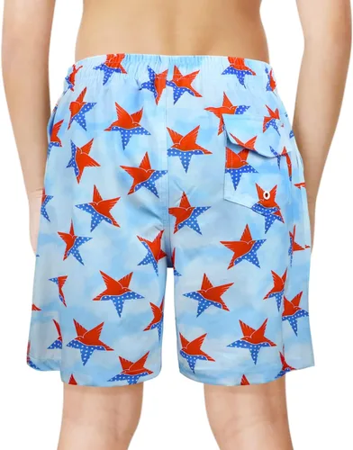 Vista 2 de Trajes de Baño para Niños con Forro de Compresión Cómodos Shorts de Natación Anti-Rozaduras Elásticos UPF Secado Rápido Talla 3T-20 Estrellas Águila