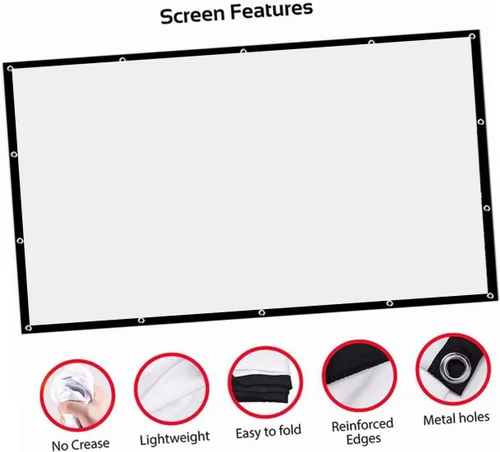 Vista 6 de SHINEOFI Polyester Projector Screen for Indoor Outdoor Movie Home Office Use HD Projection