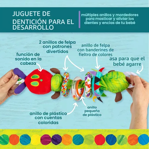 Vista 3 de El mundo de Eric Carle, juguete de actividad oruga muy hambrienta, oruga Jiggle