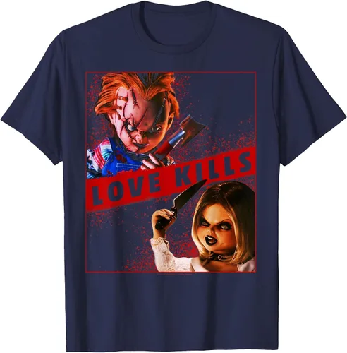 Vista 42 de Child's Play Chucky and Tiffany Love Kills T-Shirt Asphalt Grey