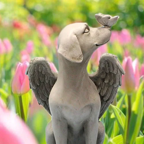 Vista 7 de Estatua conmemorativa del perro ángel, piedras conmemorativas para perros, adorno de resina de jardín de 8 pulgadas, regalos de duelo para perros