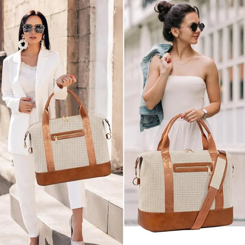 Vista 57 de BLUBOON Bolsas de viaje con cremallera, bolsa de lona para mujer, bolsa de fin de semana para mujer, bolsa de lona para llevar en la bolsa de lona