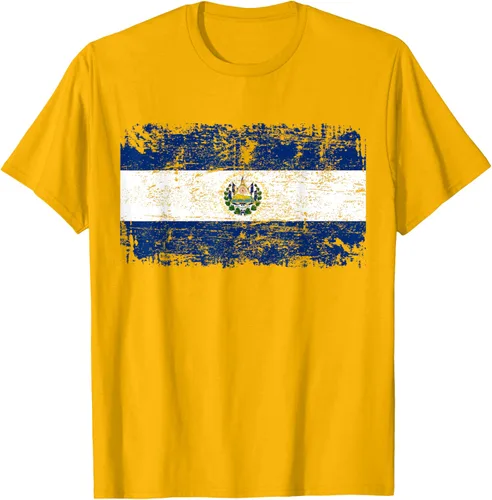 Vista 43 de EL SALVADOR Bandera Vintage Hombres Mujeres Niños Camiseta EL SALVADOR