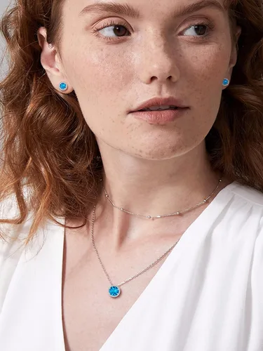 Vista 2 de ChicSilver Collar de plata de ley 925 con forma de corazón, redondo, pera, esmeralda y piedra natal simulada, regalo de cumpleaños para mujeres