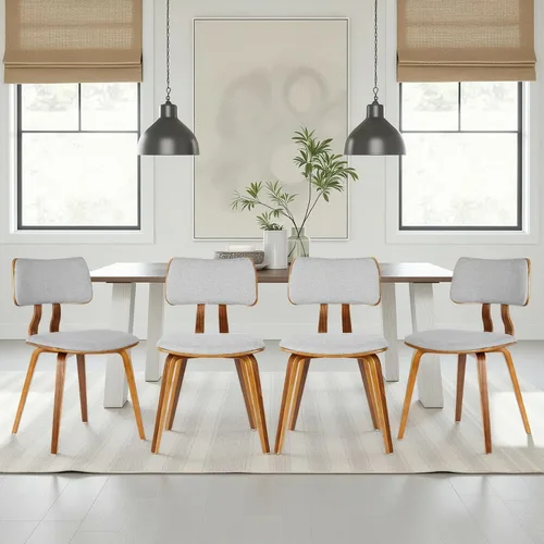 Vista 18 de Armen Living Jaguar Silla de comedor en tela de carbón y acabado de madera de nogal, acabado carbón/nogal, 20 pulgadas de profundidad x 18 pulgadas
