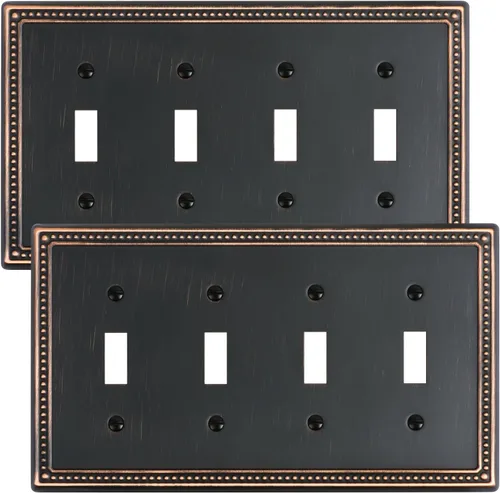 Vista 116 de Paquete de 2 cubiertas de placa de interruptor de luz de doble palanca, cubiertas decorativas de placa de doble interruptor Pearls, placa de pared
