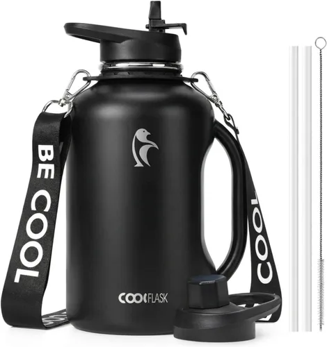 Vista 14 de Coolflask Jarra de agua de 64 onzas con asa, botella de agua aislada