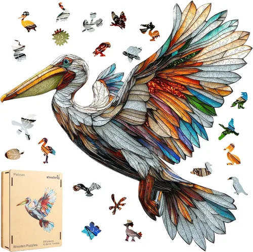 Vista 17 de Qiuenisray Rompecabezas de madera para adultos, rompecabezas de colibrí de vidrio emplomado de 200 piezas, rompecabezas de madera