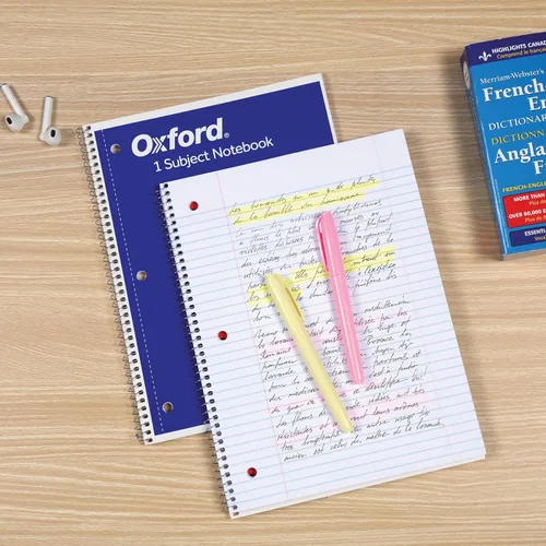 Vista 6 de Oxford 65217 - Cuaderno de espiral, paquete de 12 unidades, a granel, 1 diario de tema, papel rayado universitario, 8 x 10-1/2 pulgadas, perforado