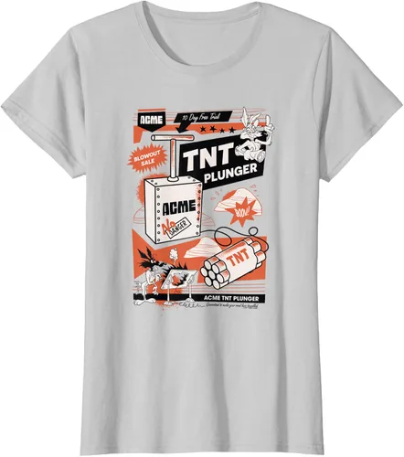 Vista 15 de Looney Tunes Wile E. Coyote - Camiseta de émbolo TNT, Blanco, S