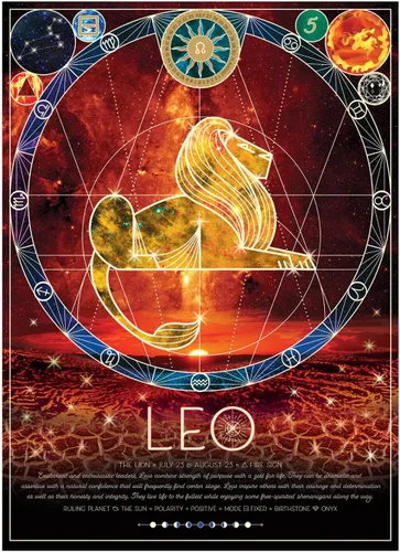 Vista 2 de Cobble Hill - Rompecabezas del zodiaco de 500 piezas, Leo, póster de muestra incluido