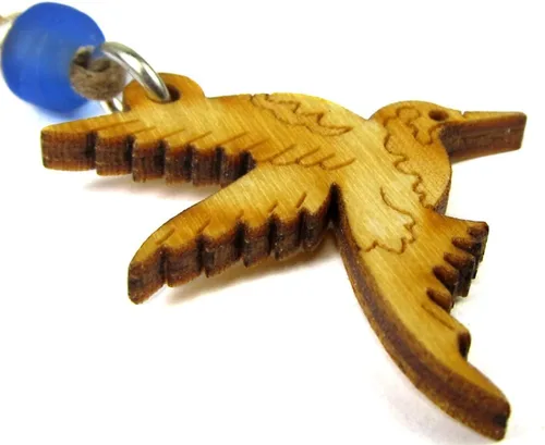 Vista 2 de Orgánico El Abedul Árbol Colibrí Colgante en cuerda de lino encerado ajustable