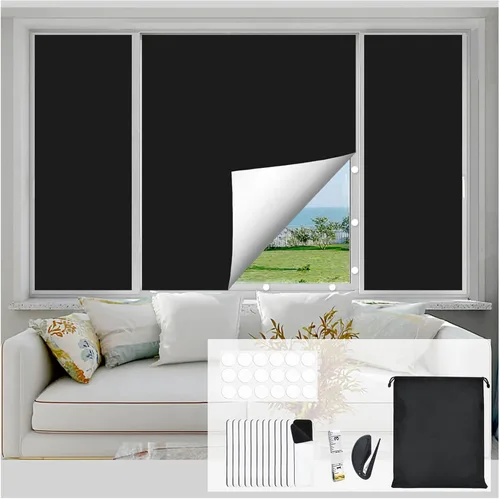 Vista 12 de Cortinas opacas para dormitorio, cubierta opaca portátil para ventana, persianas opacas sin taladro, cortinas opacas cortables, para ventanas
