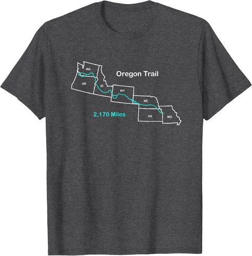 Vista 70 de Route Map of The Oregon National Historic Trail T-Shirt Asphalt Grey