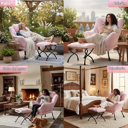 Vista 6 de LITA Lazy Chair, cómoda silla de lectura con acento Rosa bebé