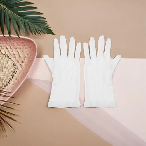 Vista 6 de 3 Pairs White Billiards Referee Gloves Comfortable Pool Snooker Competition Gloves Cotton-Polyester Blend Protective Mittens for Men and Women