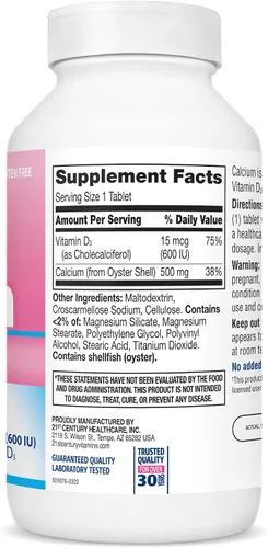 Vista 2 de 21st Century Vitaminas Calcio 500 Plus Extra D Caplets, 400