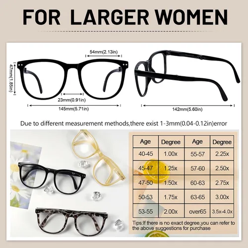 Vista 5 de OCCI CHIARI Oversized Reading Glasses for Women Wide Frame Readers