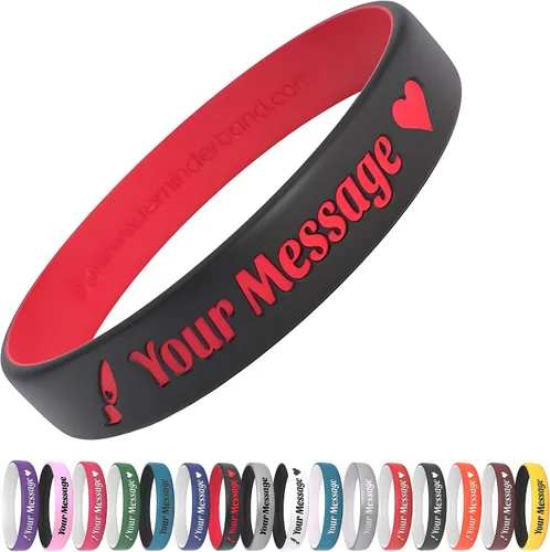 Vista 23 de Reminderband - Pulseras lujosas de silicona y goma para motivación, eventos, regalos, apoyo, recaudación de fondos y concientización, para hombres