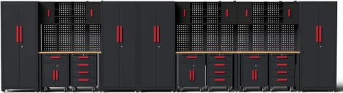 Vista 17 de Juego de taller de esquina, 10 gabinetes de garaje y sistema de almacenamiento con gabinete de esquina, cajones de gabinete, banco de trabajo