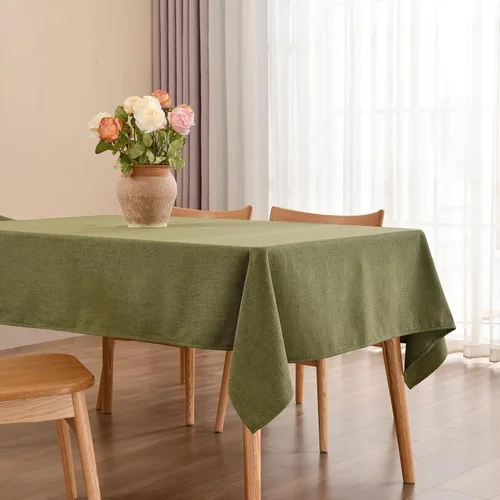 Vista 13 de Mantel rectangular de 55 x 71 pulgadas, lino sintético, sin arrugas e impermeable, mantel rectangular verde aguacate para cocina, comedor, fiesta