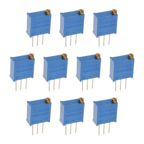 Vista 16 de Fielect 20 Potenciómetros de recortadora multigiro de 100R Ohm Potenciómetros de resistencia variable de 3 pines, 3296W-101