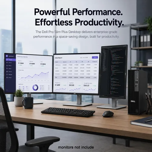 Vista 9 de Dell Pro Slim Plus QBS1250 AI PC (Next Gen OptiPlex 7020 Plus SFF), Intel 20-Core Ultra 7 265, Business Desktop, IST Computer Customized