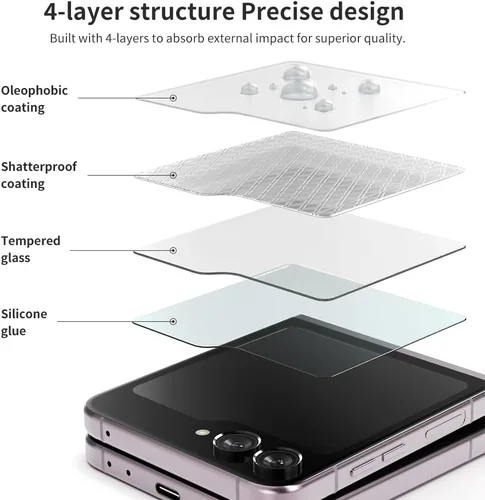 Vista 7 de Sinjimoru Sinji - Protector de pantalla para Samsung Galaxy Z Flip 5 Z Fold 5, vidrio templado transparente para Galaxy Z Flip 5 Z Fold 5