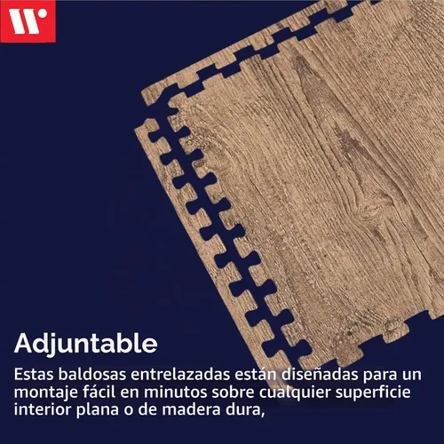 Vista 5 de Azulejos de espuma estampada de 3/8 de pulgada de grosor Forest Floor, tapetes de espuma de grano de madera entrelazados de primera calidad, piso