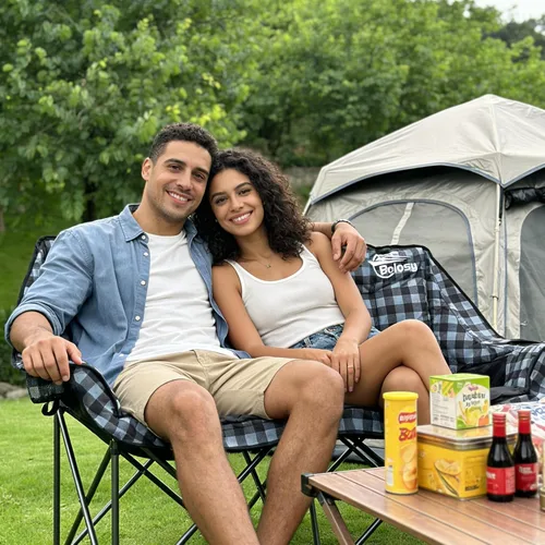 Vista 7 de Bolosy - Silla de camping doble acolchada para sofá biplaza Sillas de campamento de gran tamaño para 2 personas para adultos, silla de césped