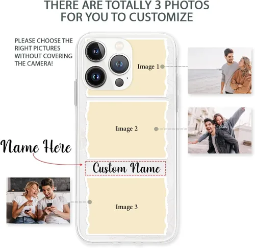 Vista 2 de CUBICER Fundas de teléfono personalizadas para parejas, texto transparente, a prueba de golpes, funda protectora de cumpleaños para mujeres Foto