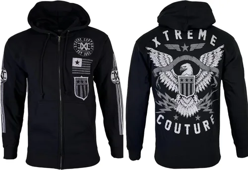 Vista 2 de Xtreme Couture by Affliction Bravenet - Sudadera con capucha y cremallera para hombre, color negro