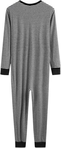 Vista 2 de Sudadera con botones y estampado a rayas para hombre, manga larga, cuello en V, suave, ropa de dormir para mujer