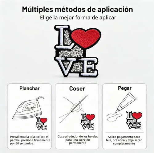 Vista 3 de 2 piezas de parches para planchar con diamantes de imitación para ropa, chaqueta, bolsos, mochilas
