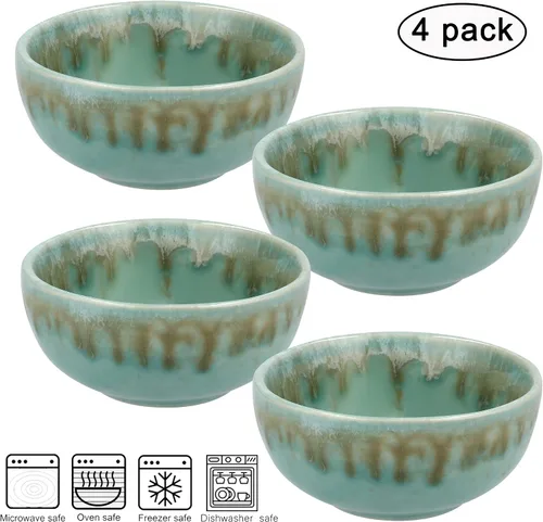 Vista 2 de Plato de cerámica para salsa de soja pequeños, 3 pulgadas, juego de 4 (azul pastel n.º 2)
