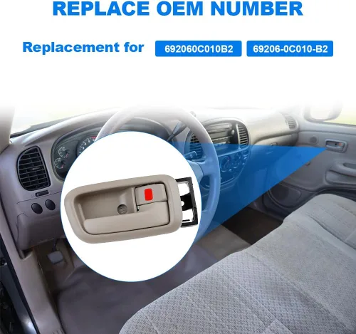 Vista 3 de JDMON Manijas de puerta interiores con bisel de repuesto para Toyota Tundra 2000-2006 Reemplazo para 692060C010B2 69206-0C010-B2 Juego de manijas