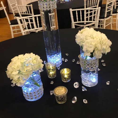 Vista 3 de Mini velas de té LED sumergibles impermeables – 20 unidades superbrillantes de disco de luz a pilas para centros de mesa de boda, florero floral