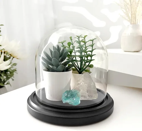 Vista 3 de Plymor Cúpula de cristal de 5.5" x 5.5" (base de madera MDF negra)