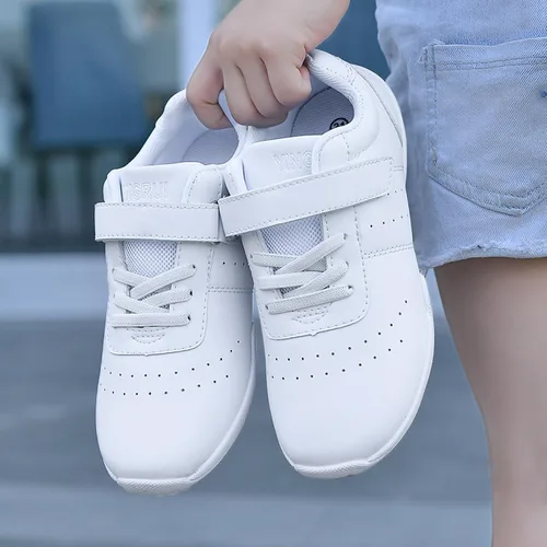 Vista 7 de Zapatos de animación blancos para niños y niñas, para competición, atletismo, caminar, tenis, deporte, con gancho y bucle, zapatillas