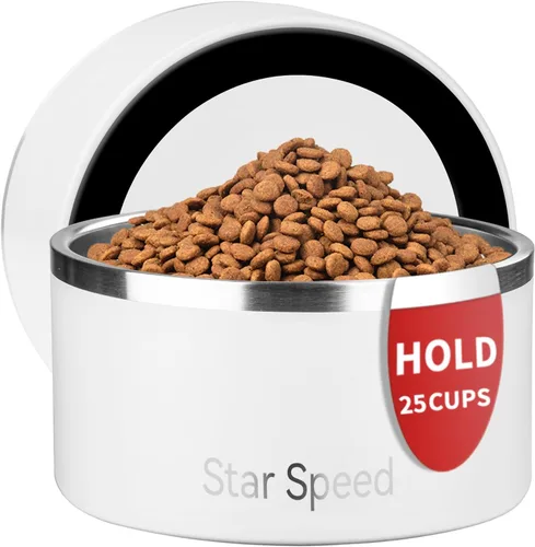 Vista 18 de StarSpeed - Cuencos aislados de acero inoxidable para perros de 24 onzas (color negro)