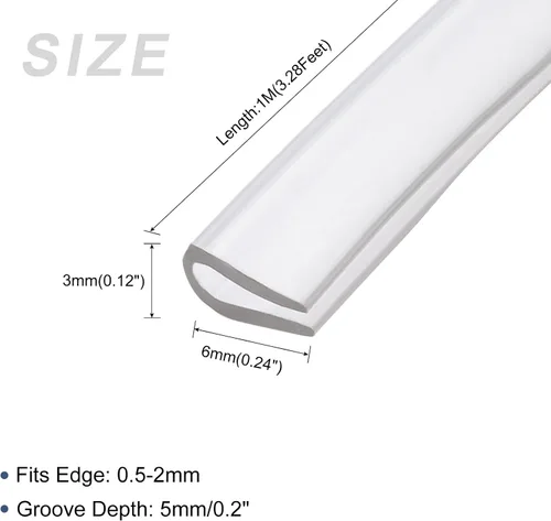 Vista 2 de METALLIXITY Moldes de borde (3.3 ft/3.28 pies), 1 unidad, sello en U de PVC para tira de sellado de borde de 0.020-0.079 in, para sellos de ventana