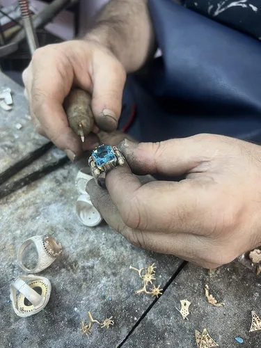 Vista 5 de Anillos de plata de ley 925 para hombre, anillo de aguamarina, anillos para hombre, joyería de aguamarina, anillos de sello para hombre, anillos