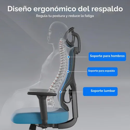 Vista 3 de Soohow Silla de oficina ergonómica, silla de escritorio de malla con reposabrazos, silla de oficina de respaldo alto con soporte lumbar ajustable
