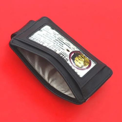 Vista 8 de 1954 Austria 2 Groschen Coin Full-Grain Black Leather Magnetic Money Clip Wallet & Card Holder RFID Blocking - Imperial Eagle