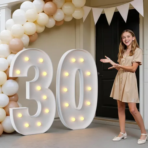 Vista 49 de IMPRSV Letras de mosaico iluminadas de marquesina, 4 pies para globos y fiestas, decoración de kit de arco